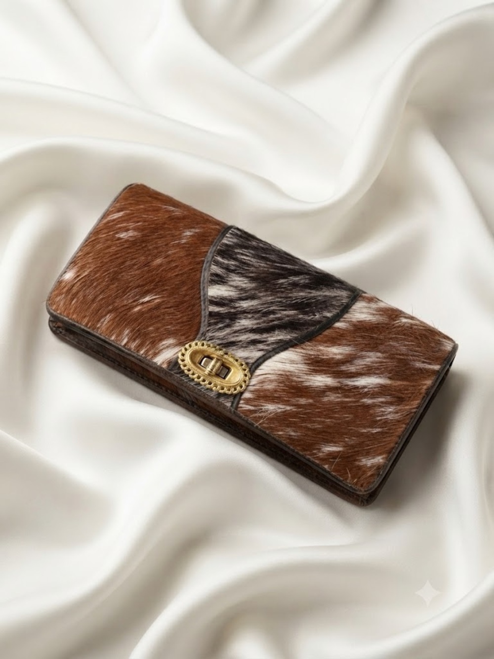 🤎 VINTAGE GENUINE CALF HAIR WALLET CLUTCH